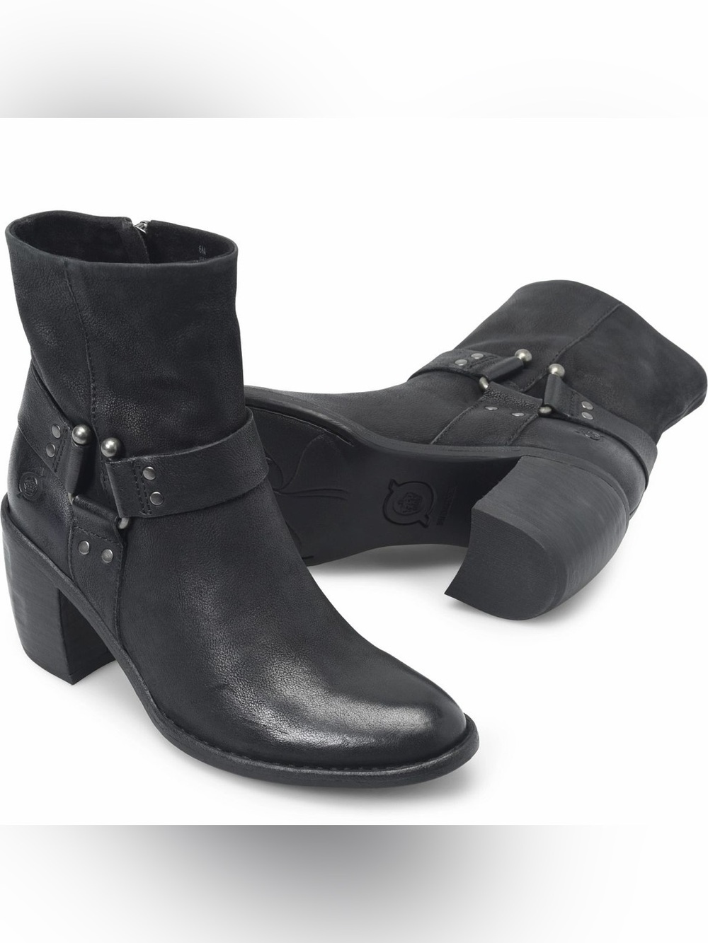 NWOB Born Dakota Black Full Grain Leather Harness Boots Women’s Sz 6.5